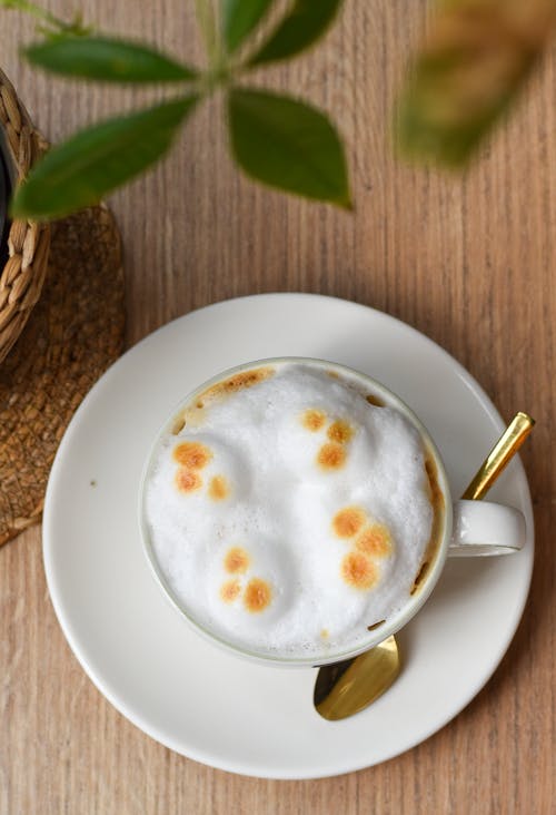 Ingyenes stockfotó cappuccino, csésze kávé, csészealj témában