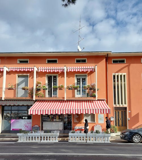 Striped Awning over Store Entrance