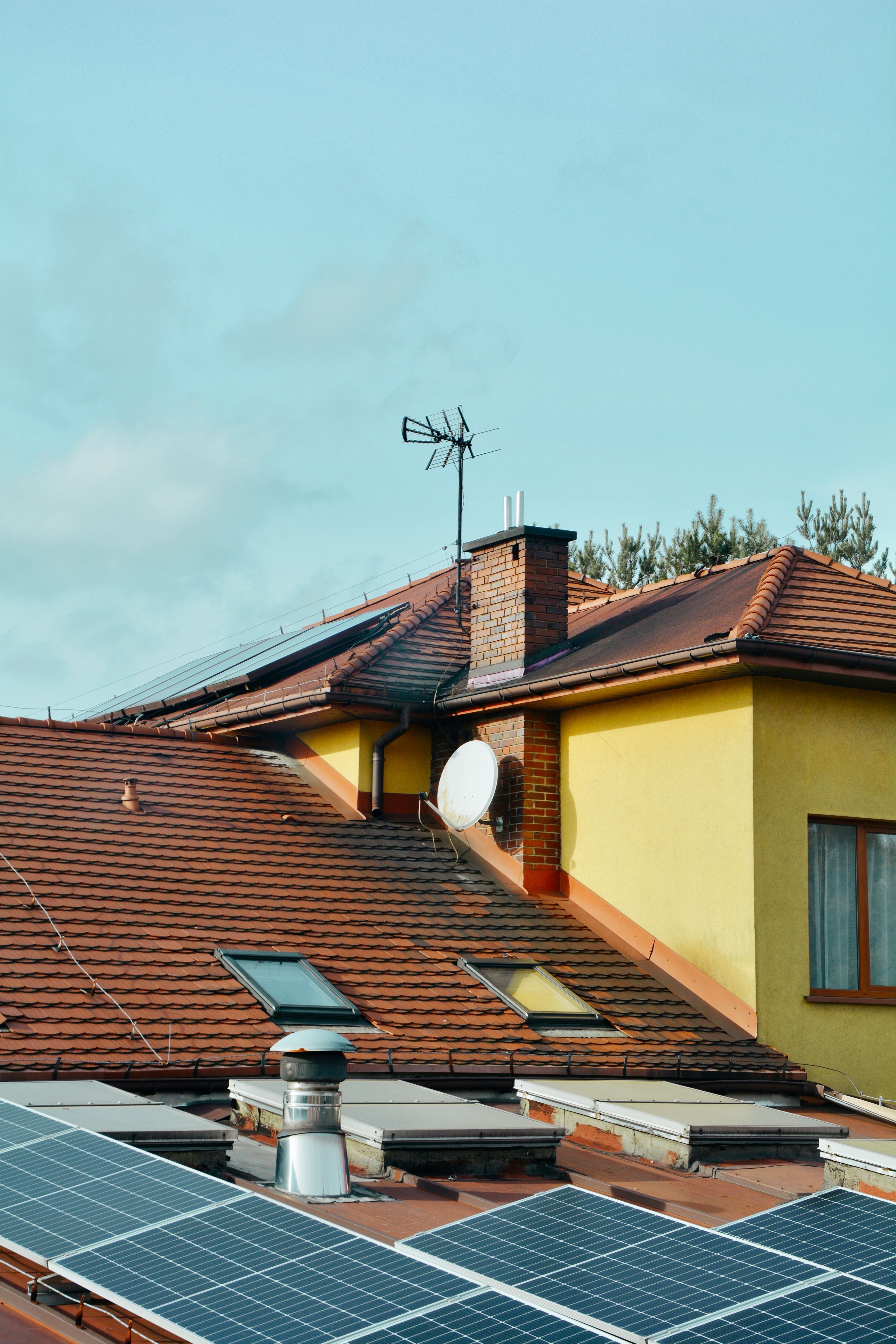 Picture of Rooftop of House with Solar Panels · Free Stock Photo