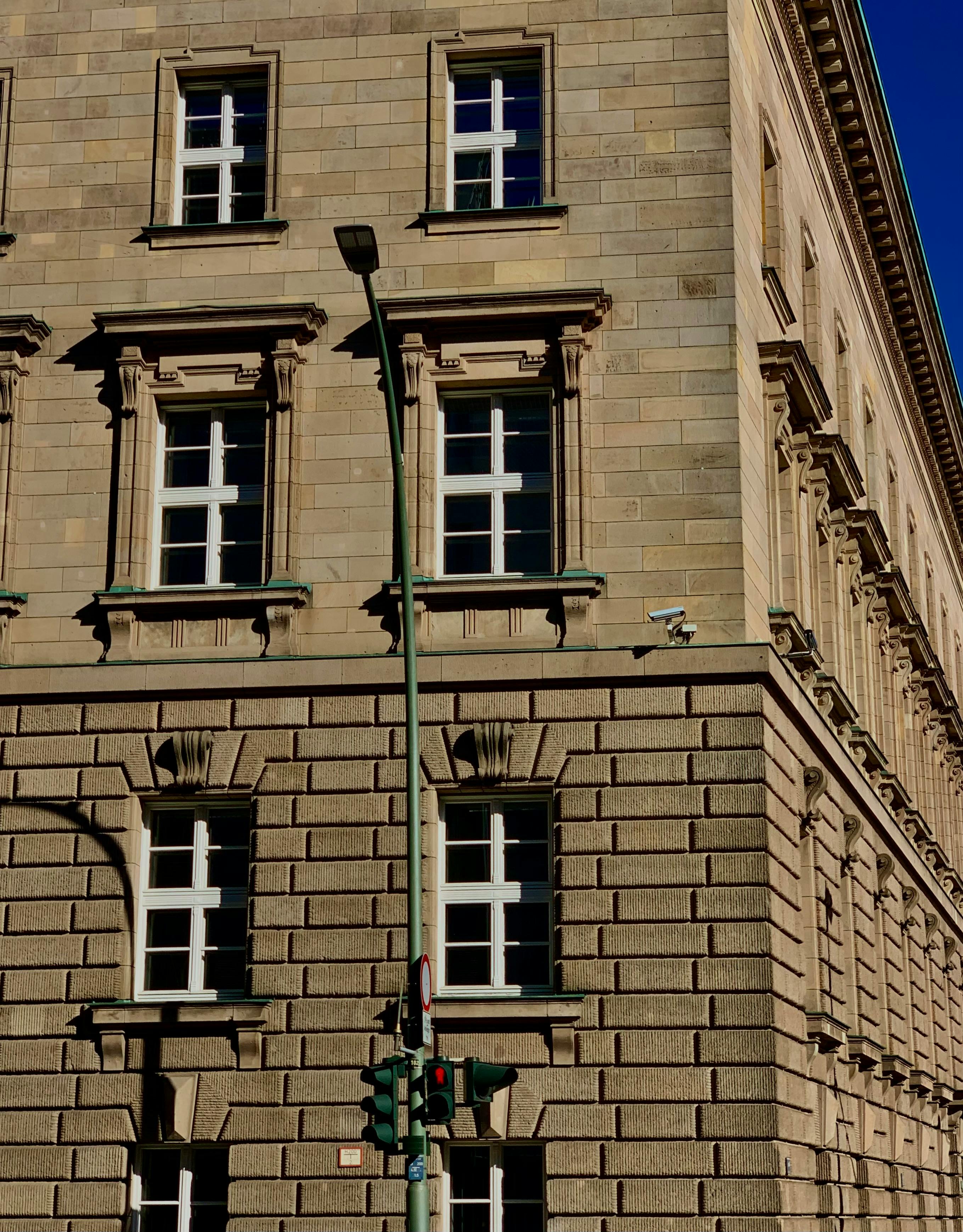 Classic urban architecture showcasing elegant windows and textured facade.