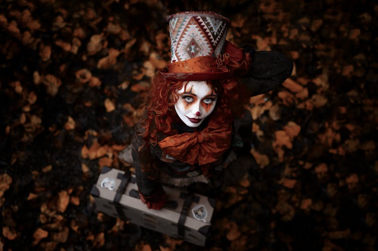 Woman In Halloween Costume In Autumn