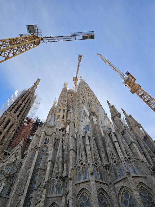 Sagrada Familia Basilica in Barcelona in Spain under Construction