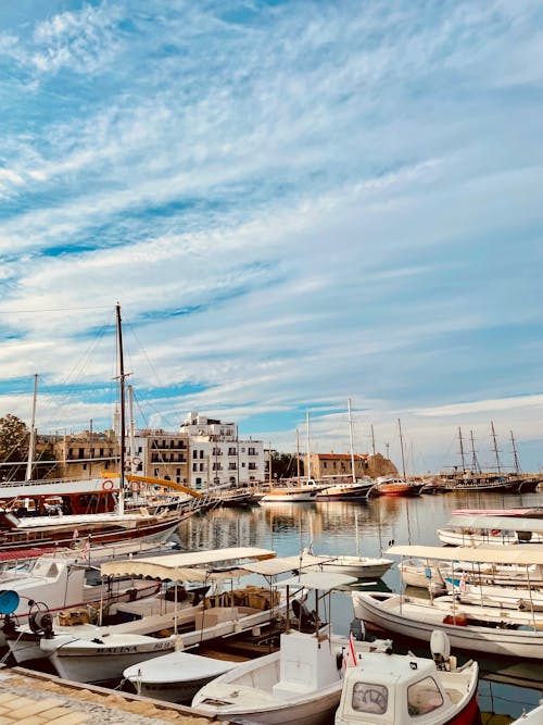 Motorboats and Ships in Town in Cyprus