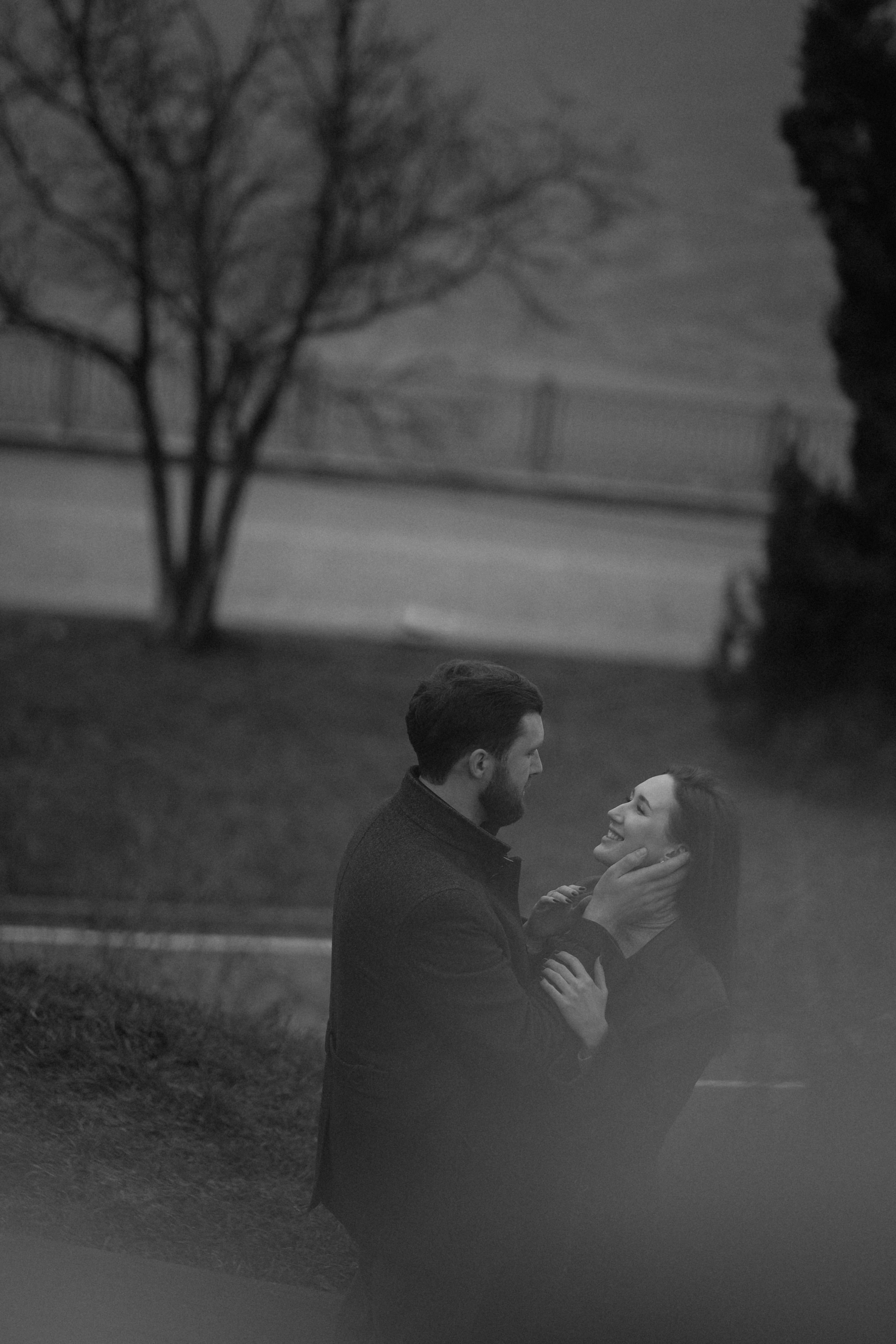 Woman and Man Together in Black and White · Free Stock Photo