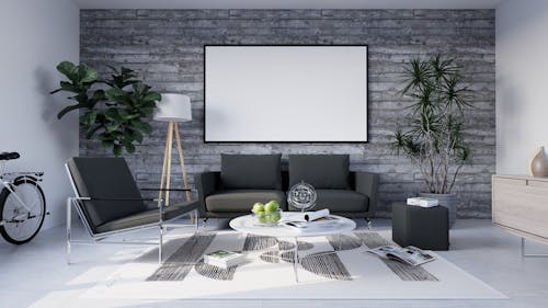 Free Furniture in a Minimalist Living Room Stock Photo