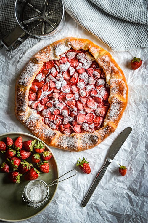 Top View of Pie with Strawberries