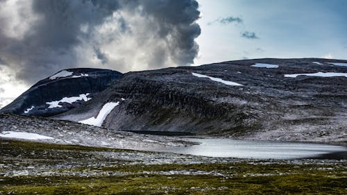 A dark black mountain in Norway