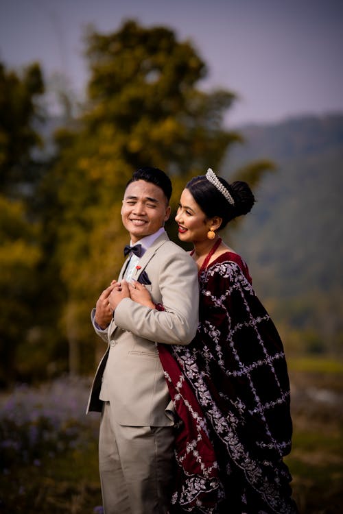 Happy Bride Embracing Groom