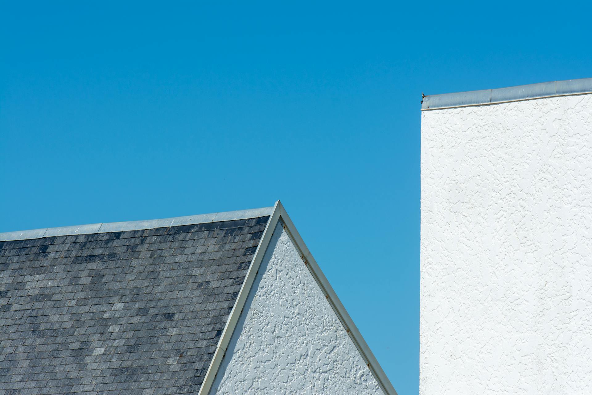 Clear Sky over Walls and Triangular Rooftop