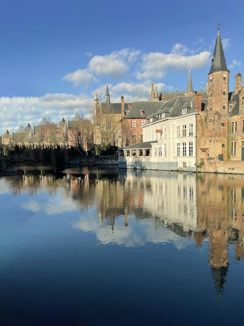 Buildings by River in Bruges in Belgium