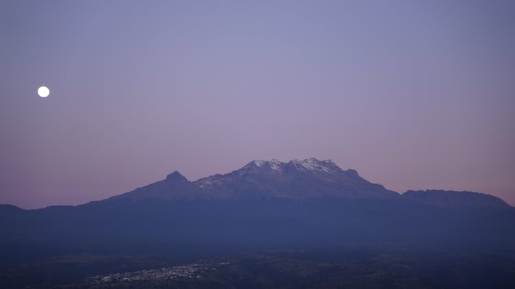 Silhouette Of Mountains In The Evening 