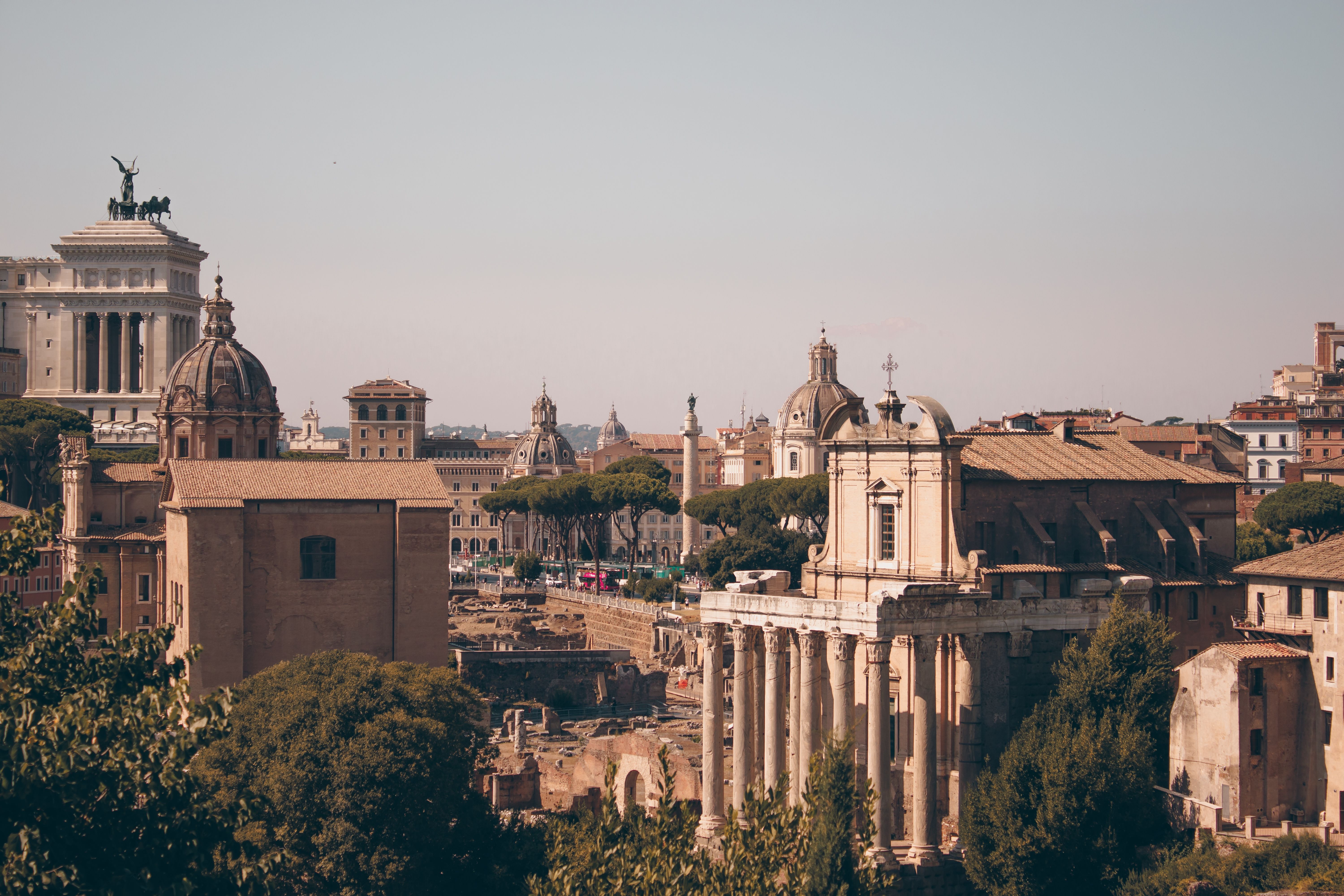 Clear Sky over Vintage Buildings in Rome · Free Stock Photo