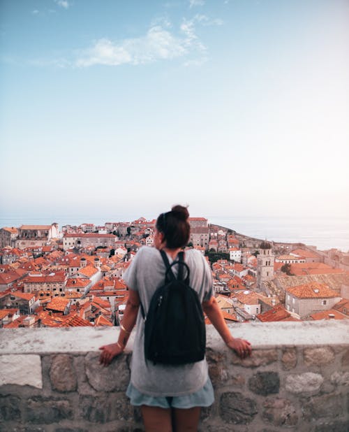 Woman looking at Buildings