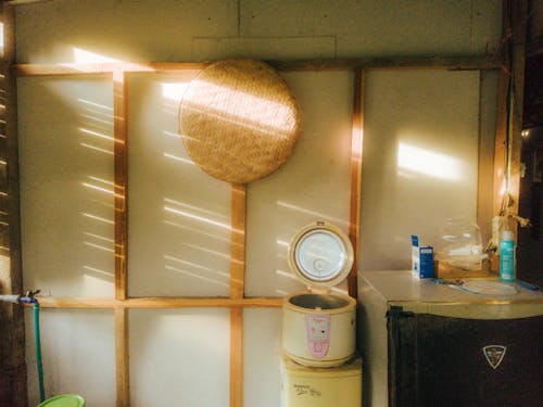 Film Photo of a Kitchen with Vintage Appliances 