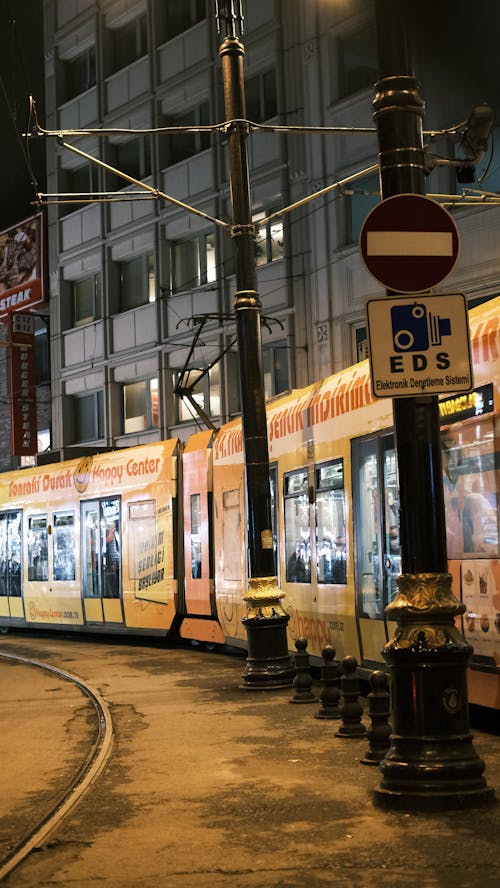 Tram in a City at Night 