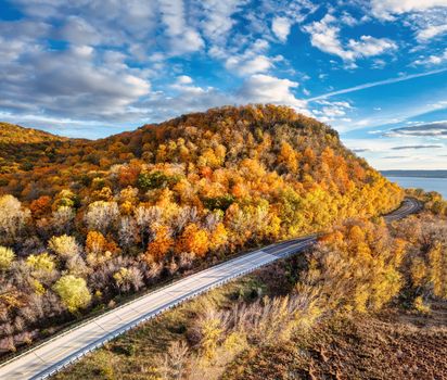 Straße & Herbst in der Natur – Prächtiges Landschaftsfoto