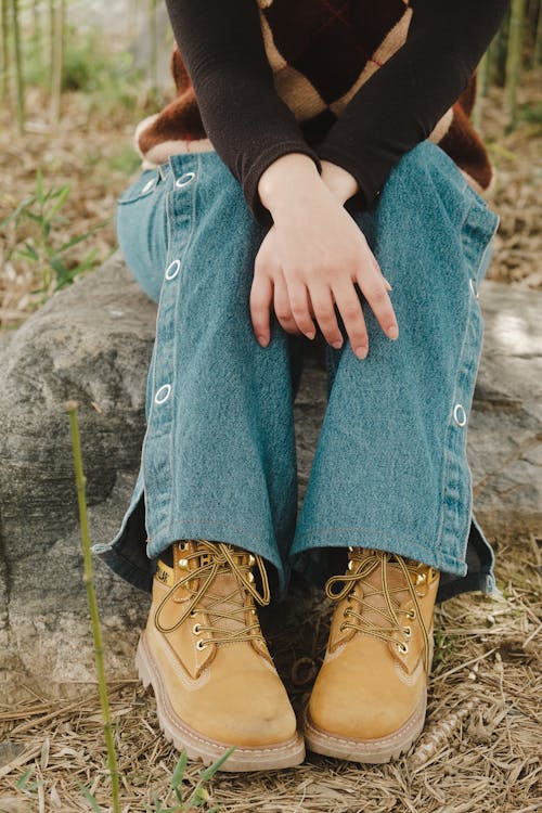 Foto profissional grátis de calçados, foco seletivo, jeans