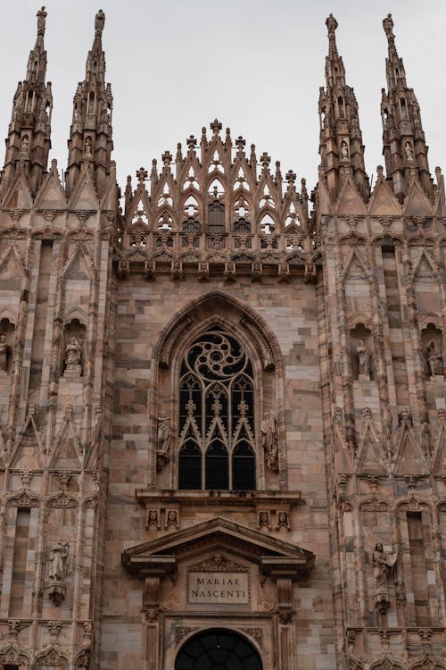 Gothic Facade of Cathedral in Milan