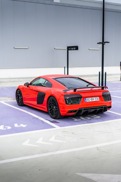 Red Luxury Sports Car on Parking