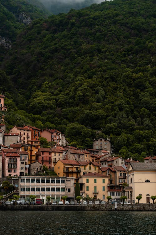 Houses on Shore of Lake Como in Italy
