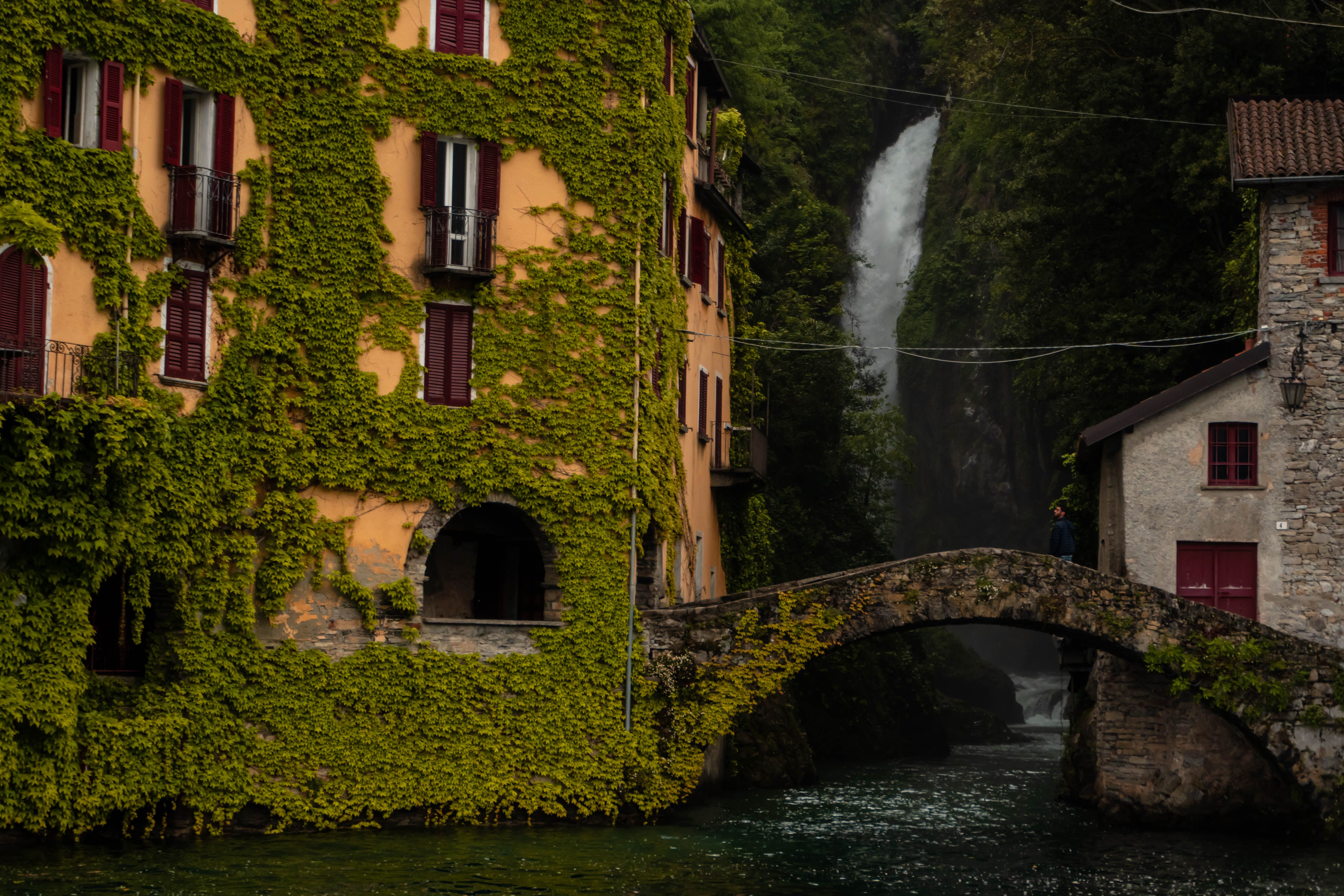 Footbridge above a waterfall in Nesso, Lake Como