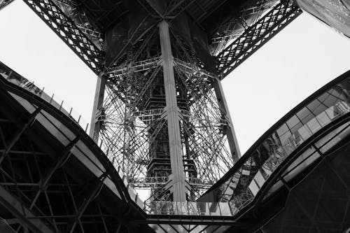 Eiffel Tower Construction in Black and White