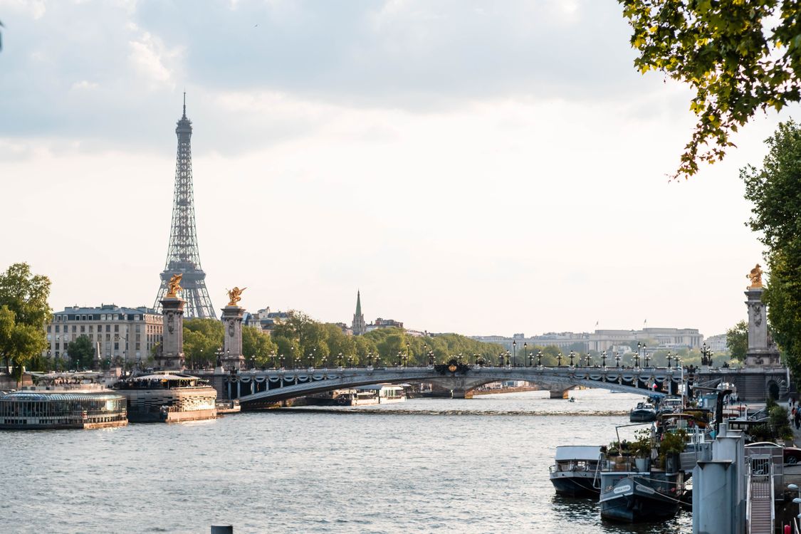 Paris Centre Inbetween Rivers River and Eiffel Tower in Paris · Free Stock Photo