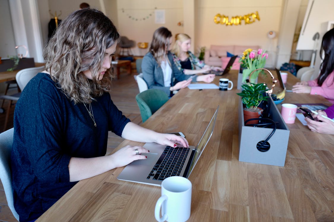 Free Woman Using Laptop Photography Stock Photo