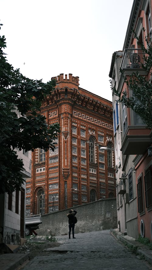 Man Taking Pictures of Private Fener Greek High School in Istanbul