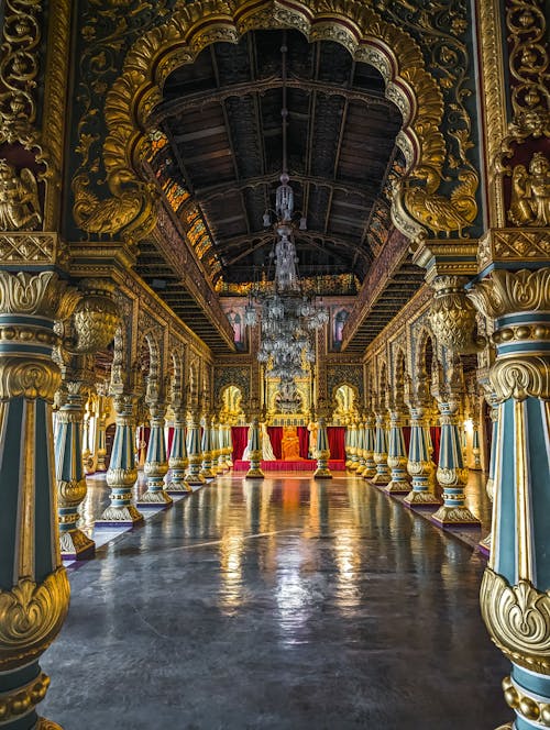 Golden, Ornamented Chamber in Mysore Palace in India