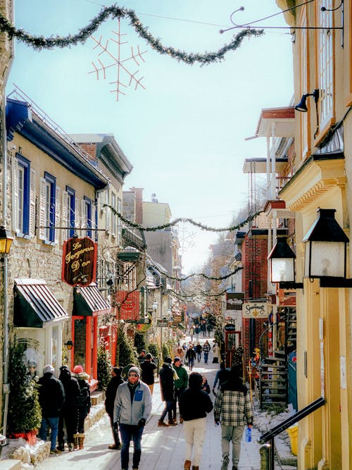 Rue du Petit Champlain in Quebec during Christmas