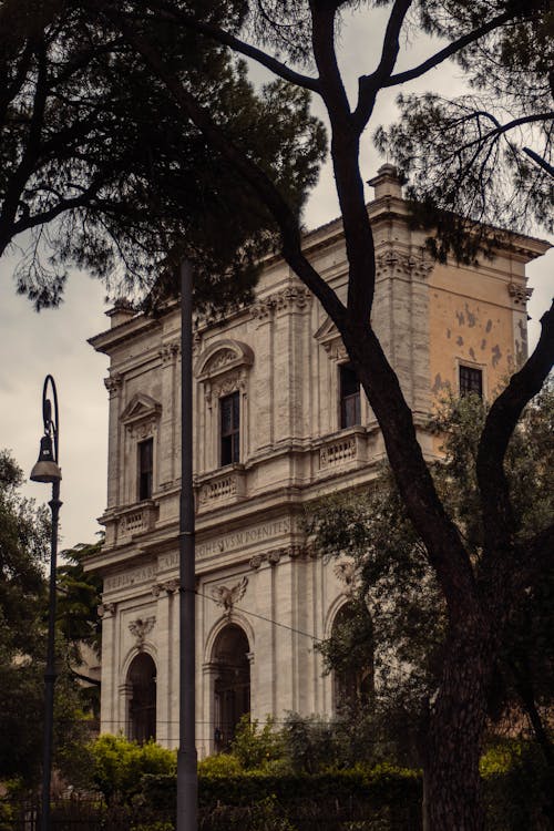 A church with a clock on it's side