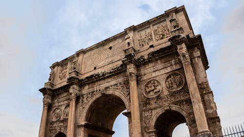 Foto stok gratis arch of constantine, bidikan sudut sempit, itali