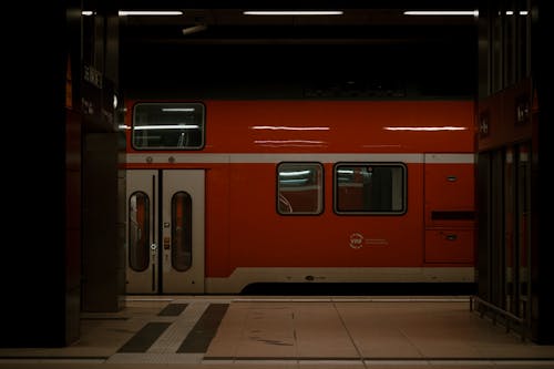 Red Subway Train in Berlin in Germany
