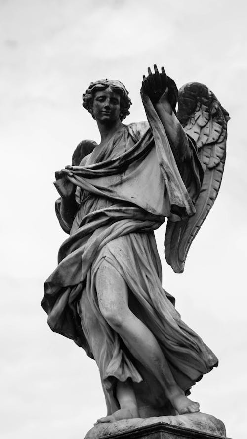 Fotobanka s bezplatnými fotkami na tému anjel, čierny a biely, krídla