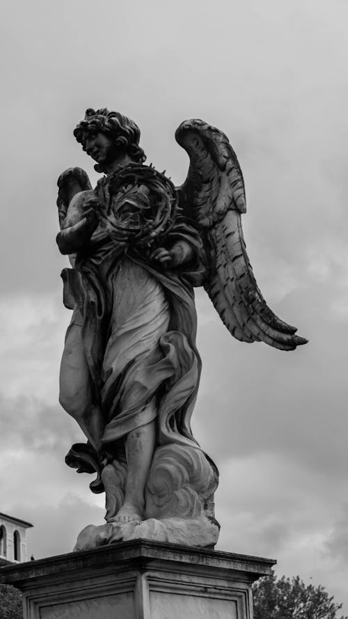 Fotobanka s bezplatnými fotkami na tému anjel, čierny a biely, krídla