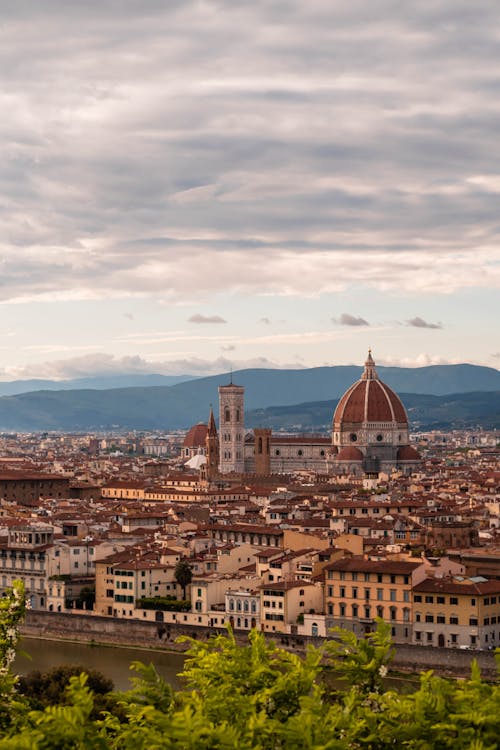 Cloudy sky over the Florence Cathedral and Surrounding Buildings