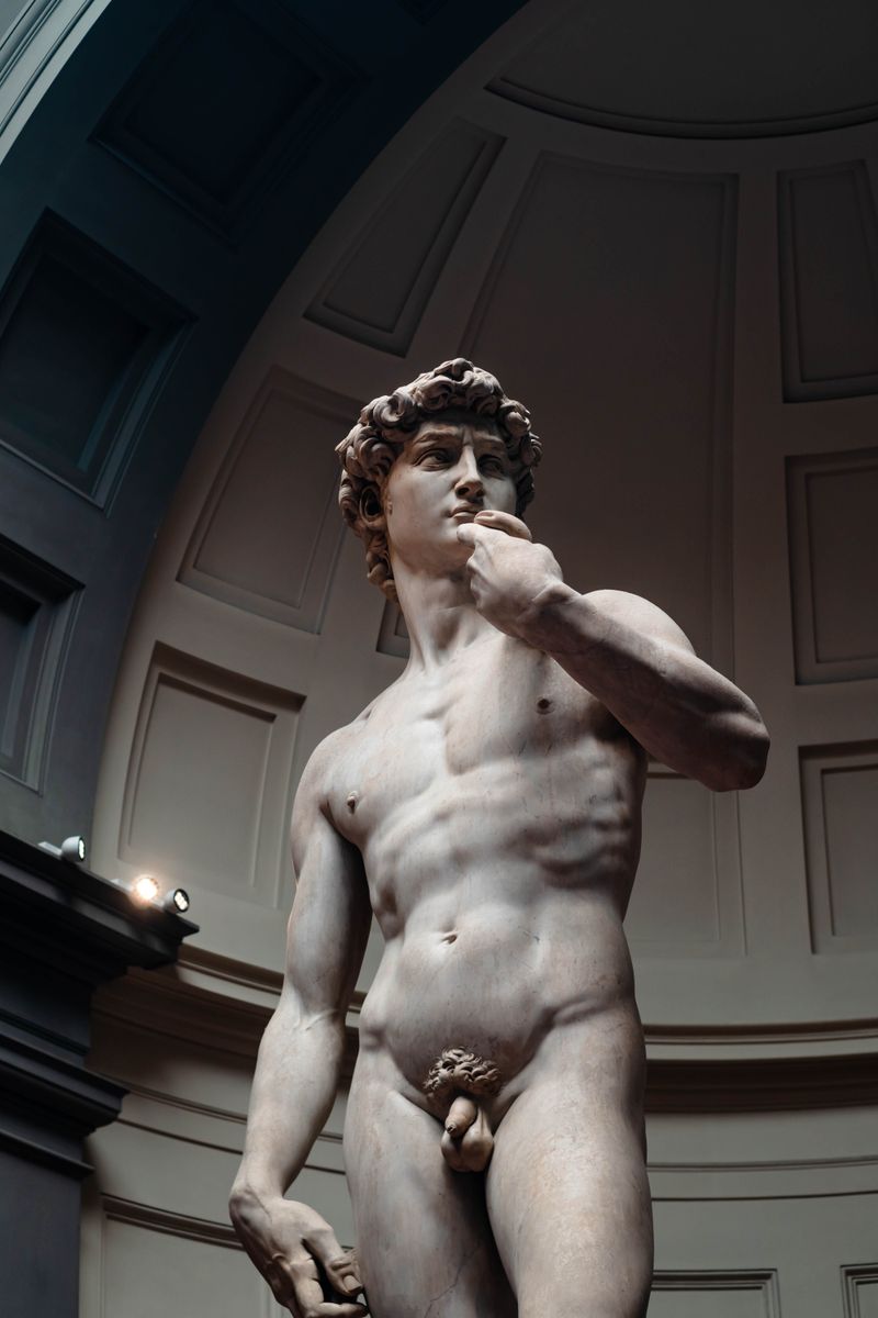 Michelangelo's statue of David inside the Accademia Gallery in Florence