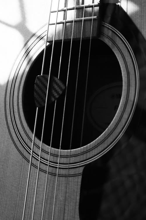 Foto d'estoc gratuïta de blanc i negre, cables, guitarra