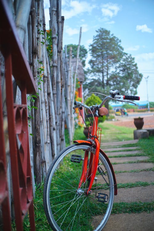 ayakta, bisiklet, çit içeren Ücretsiz stok fotoğraf