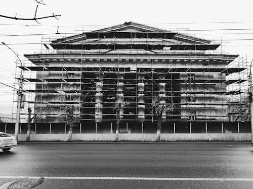 Imagine de stoc gratuită din alb-negru, arhitectura neoclasică, coloane