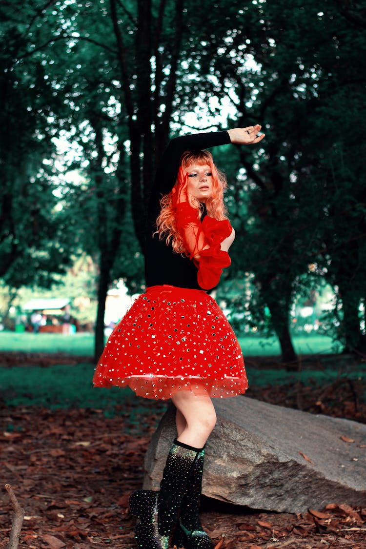 Woman Wearing Dress In Park