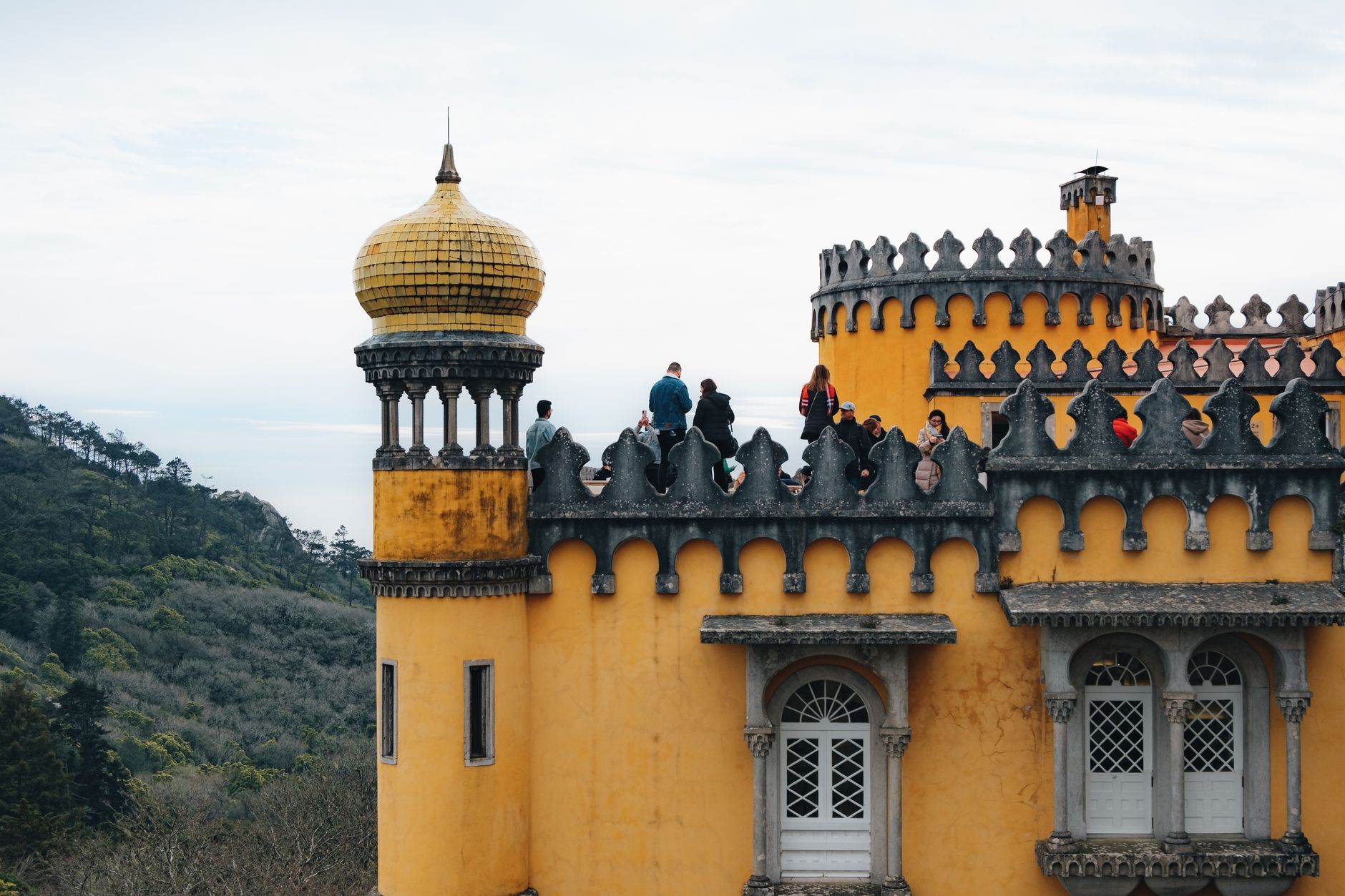 moorish castle sintra portugal hilltop walls battlements
