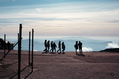 A group of people walking on a road