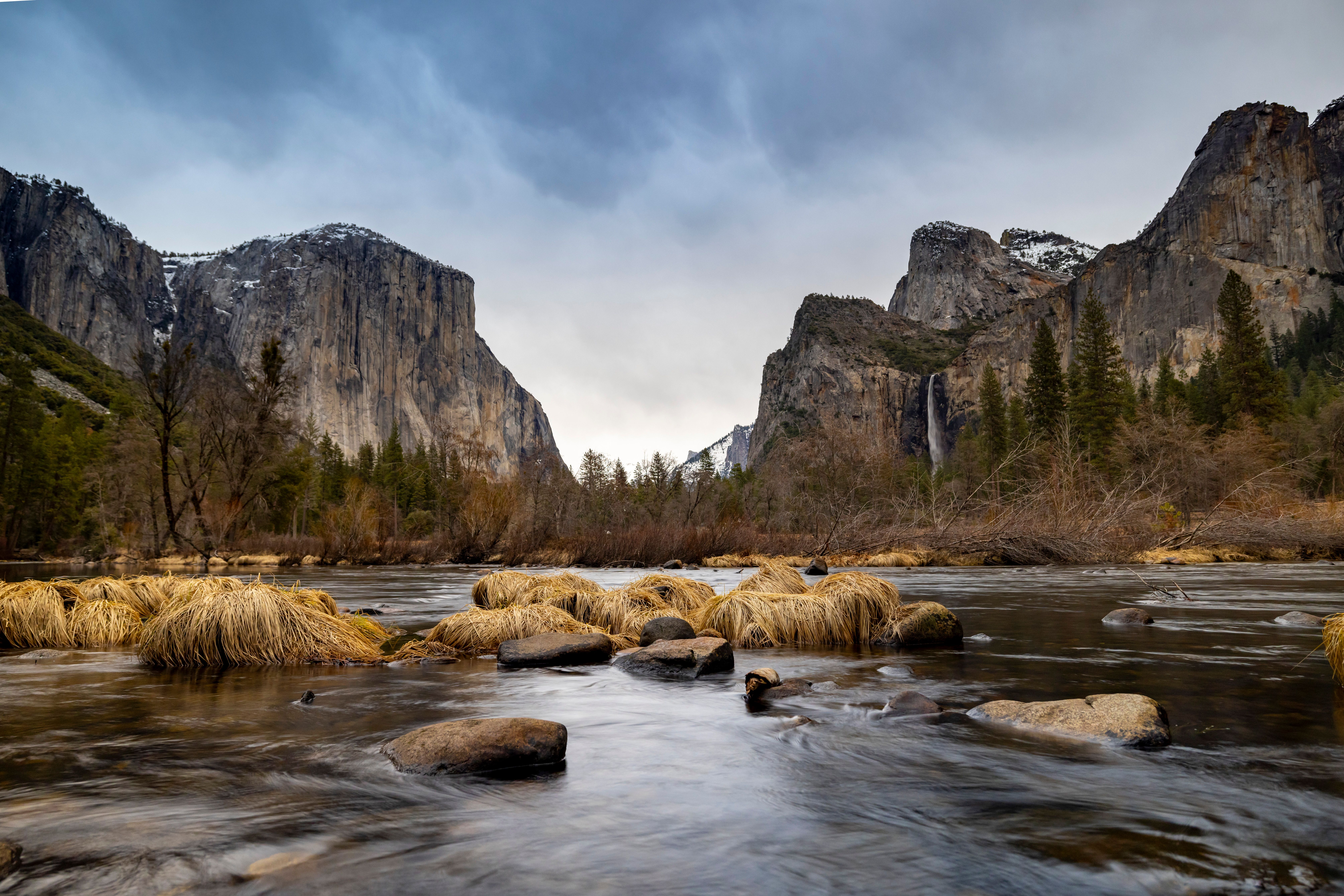 Bridalveil Fall plunging into Yosemite Valley