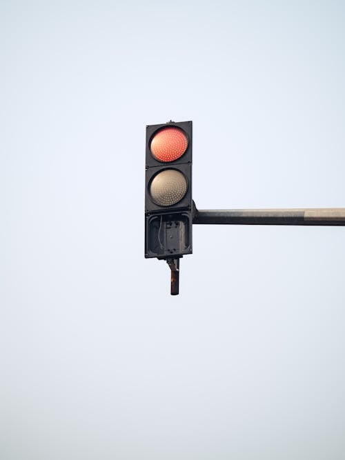 Close-up of a Traffic Light Showing Red Light 