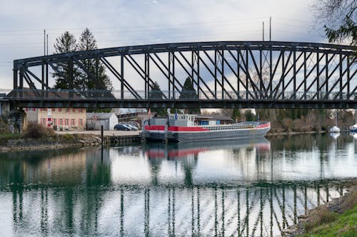 Boat in a Canal Under a Bridge 