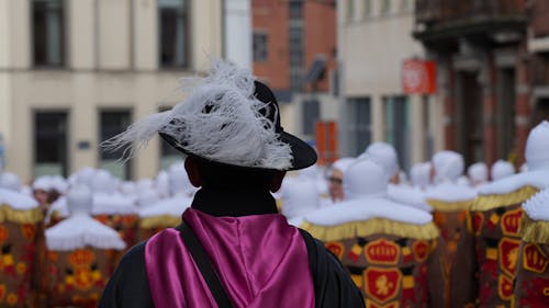 Photo of People in Costumes at the Carnival of Binche in Binche, Hainaut, Belgium