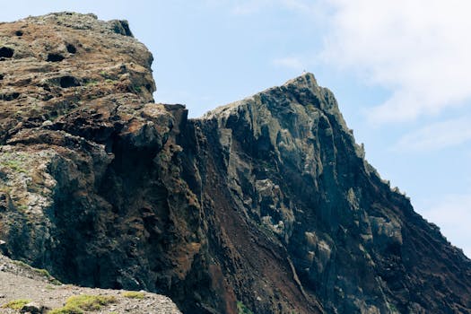 Stunning rocky mountain peaks in Madeira, Portugal, showcasing natural beauty and geological formations.