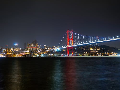 The bosphorus bridge at night
